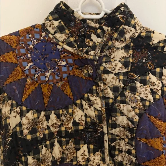 Quilted Patterned Women's Jacket in Purple & Brown - Picture 2 of 4